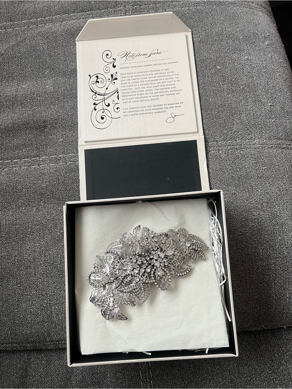 Sara Gabriel Silver Leaf and Crystal Bridal Hair Comb